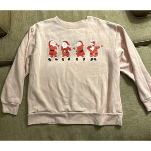 Holiday‎ Shirt Top Dec 25th Women's Crewneck Chistmas Dancing Santa  Pink Red XL